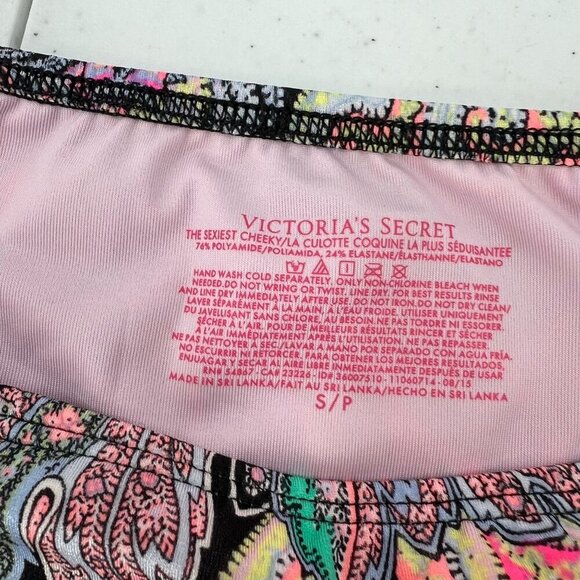 NWT VS 32D/S Paisley Bikini Set Bandeau Strappy Cheeky Swimsuit Multi-Color - Picture 10 of 16